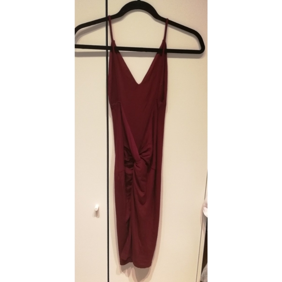 ROOM SERVICE Red open back bodycon midi twist back dress XS Mendocino - Picture 3 of 9
